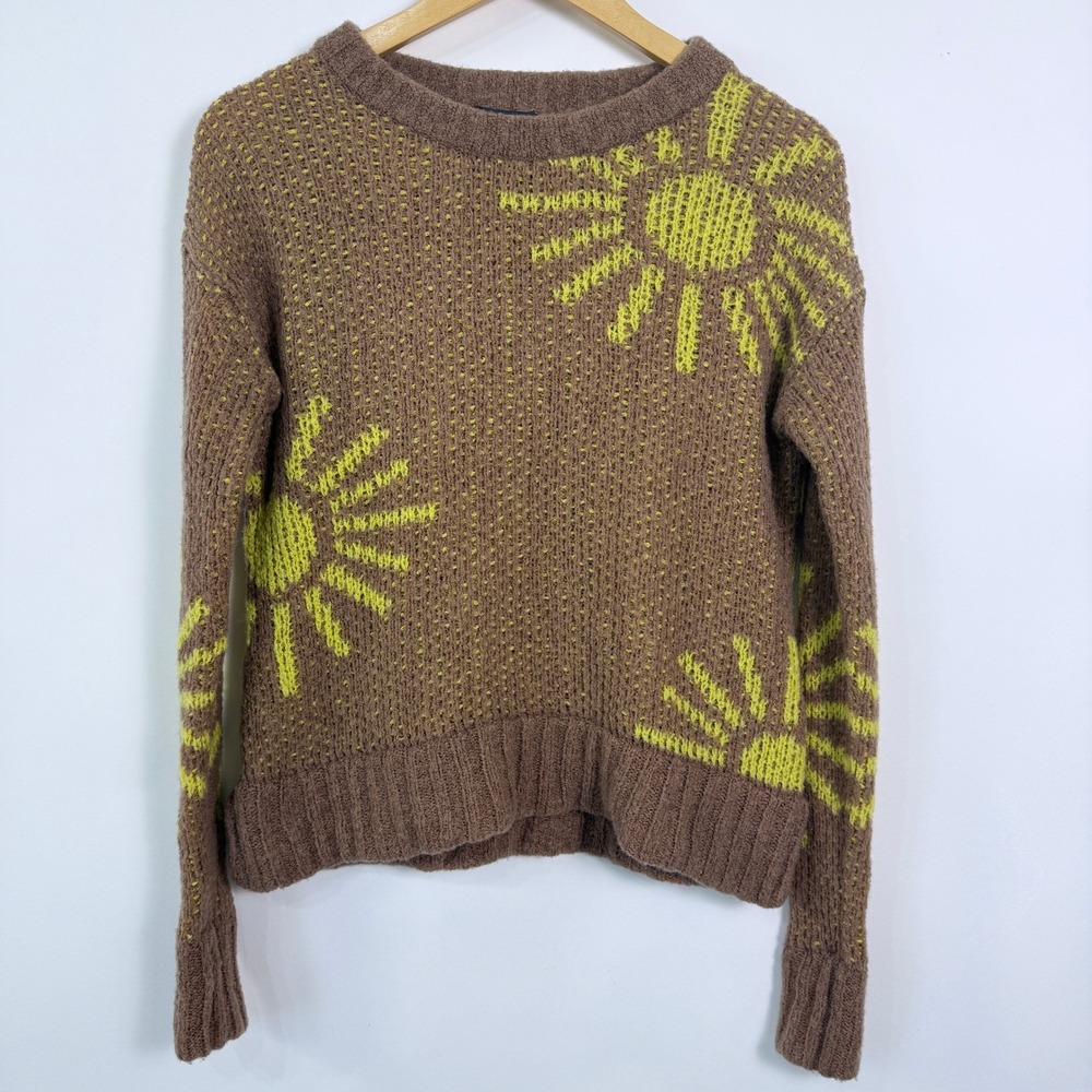 Toad&Co Rust Sweater with Yellow Sunburst Design